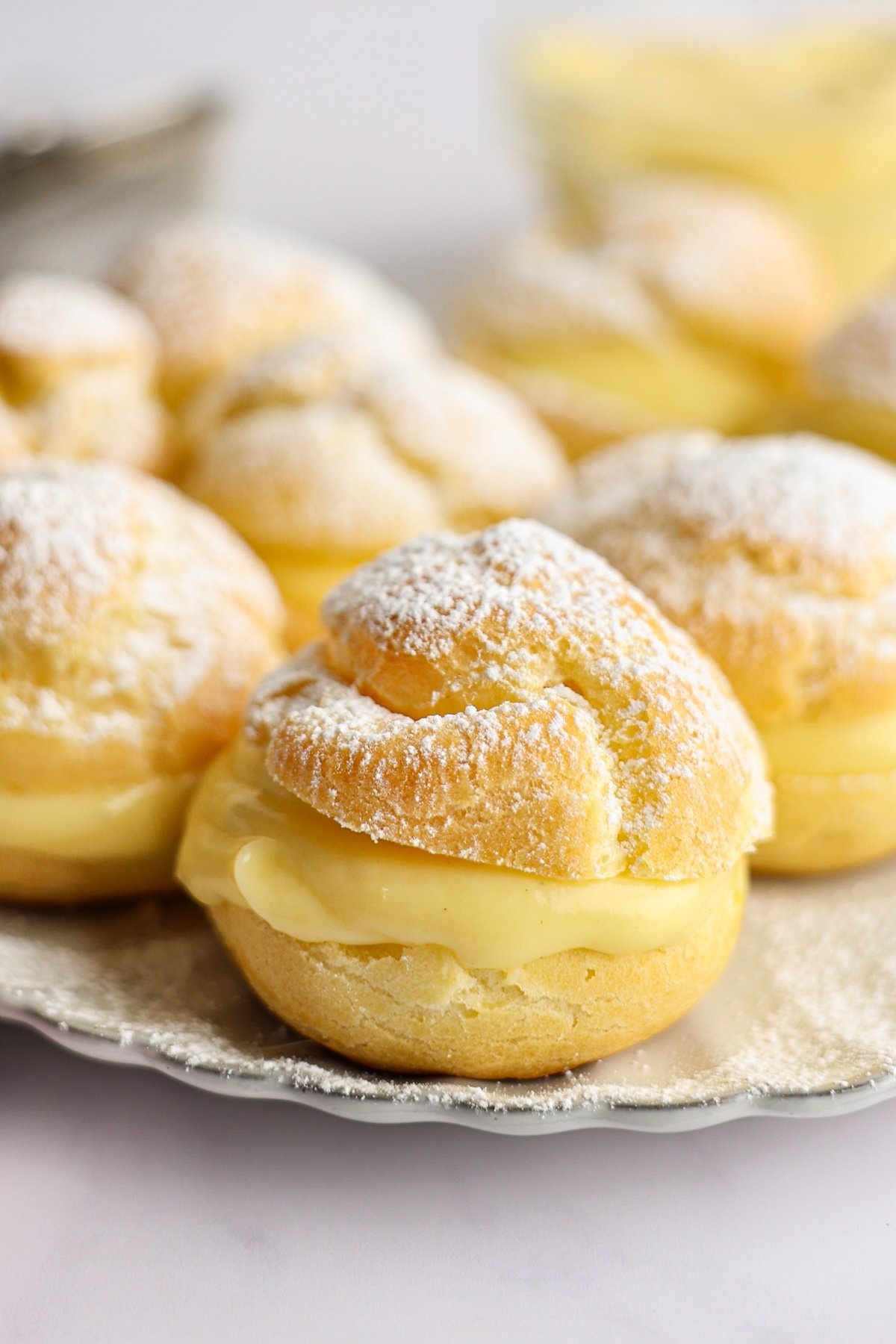 cream puffs on platter