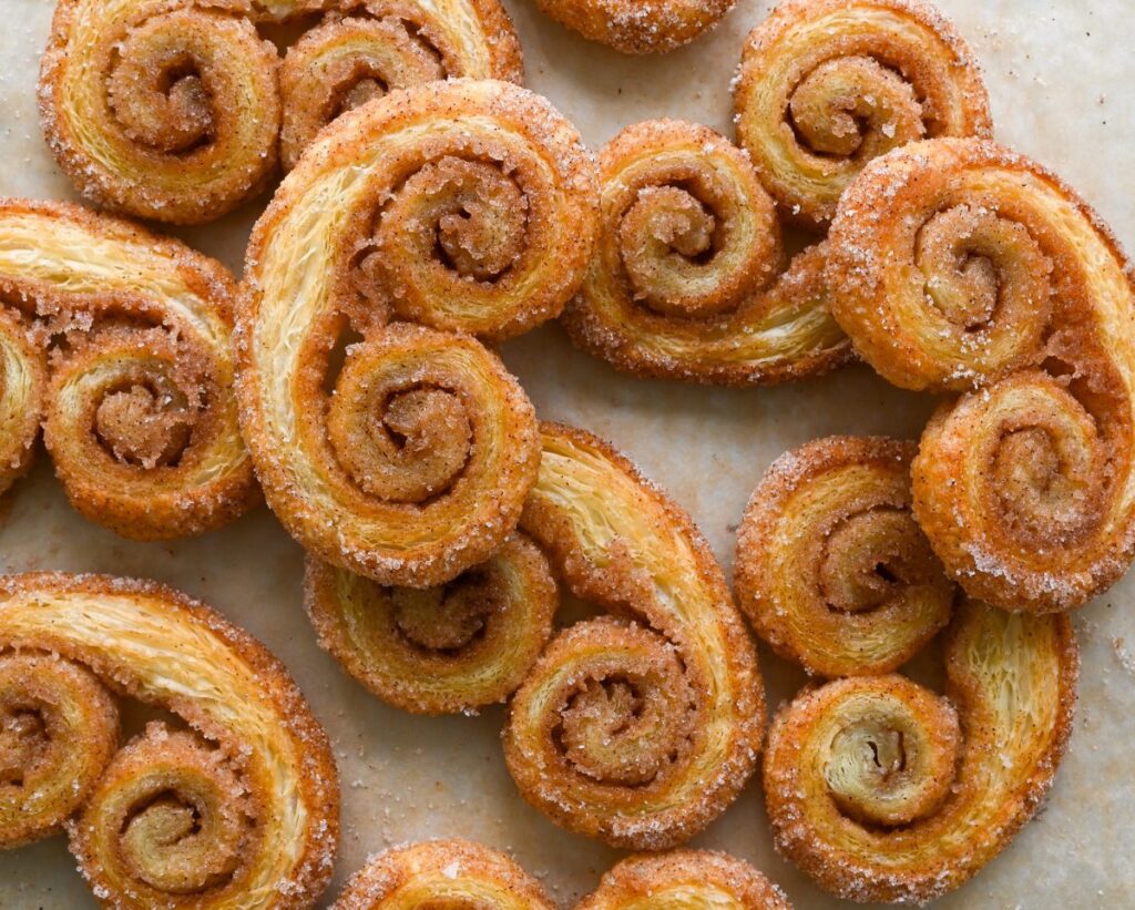 palmiers on a baking sheet